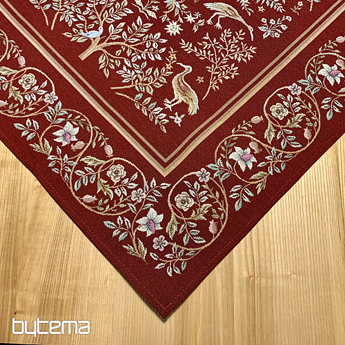 Gobelínový ubrus a šál WILLIAM MORRIS bordó