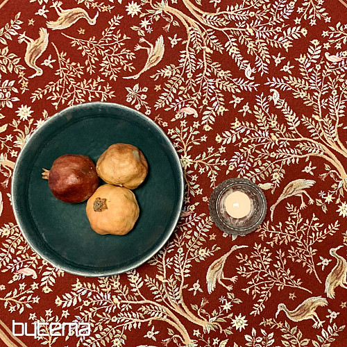 Gobelínový ubrus a šál WILLIAM MORRIS bordó