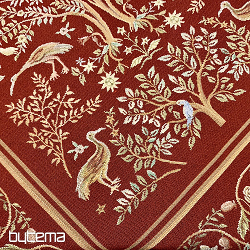 Gobelínový ubrus a šál WILLIAM MORRIS bordó
