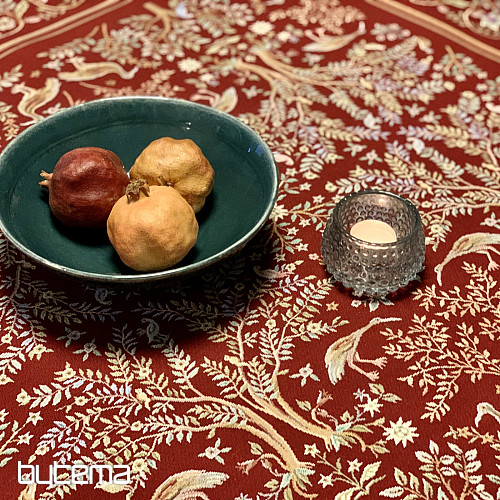 Gobelínový ubrus a šál WILLIAM MORRIS bordó