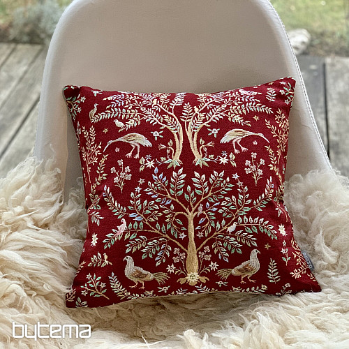 Gobelínový obliečka na vankúš WILLIAM MORRIS bordová - celoplošná