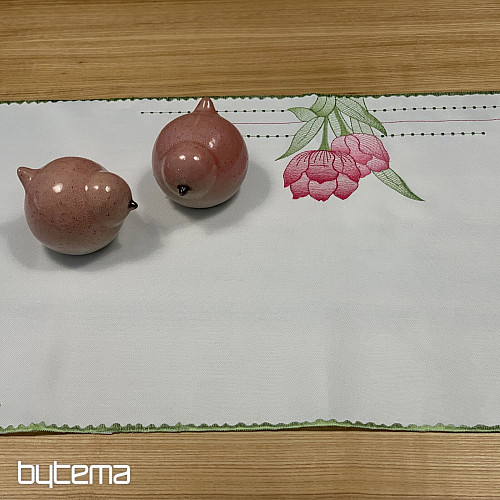 Vyšívaný obrus a šál Ružové tulipány
