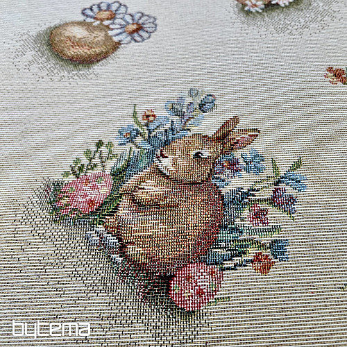 Gobelínová látka ZAJAC V KVETINÁČI