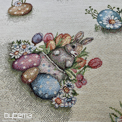 Gobelínová látka ZAJAC V KVETINÁČI