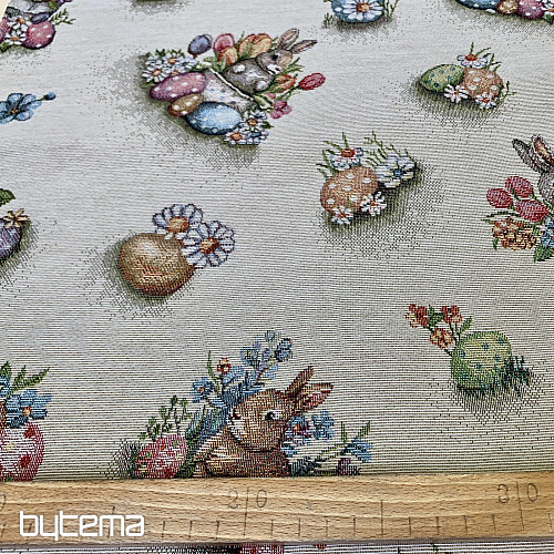 Gobelínová látka ZAJAC V KVETINÁČI