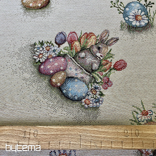 Gobelínová látka ZAJAC V KVETINÁČI