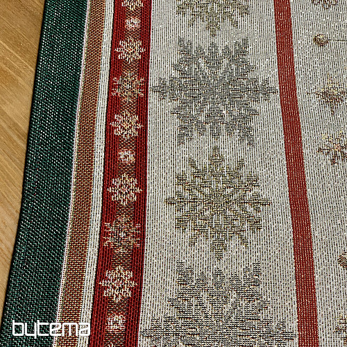 Gobelínový obrus a šál PLANÚCE SVIEČKY zelený lem