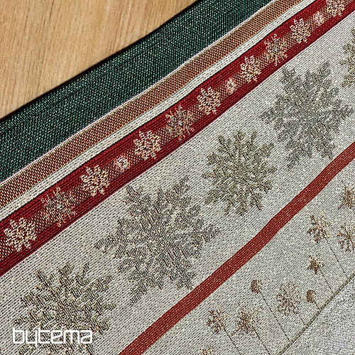 Gobelínový obrus a šál PLANÚCE SVIEČKY zelený lem