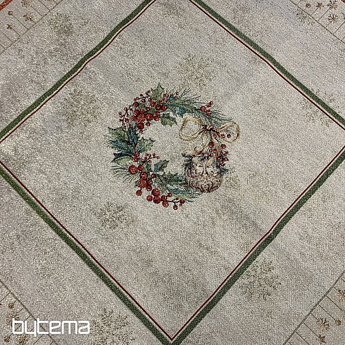 Gobelínový obrus a šál PLANÚCE SVIEČKY červený lem