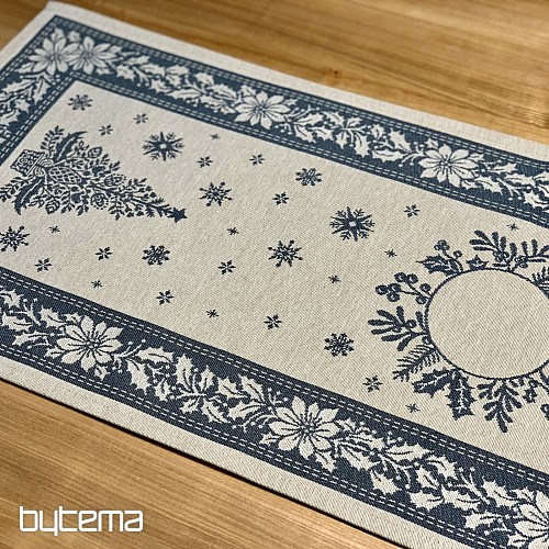 Gobelínový obrus a šál ĽUDOVÉ VIANOCE modrá