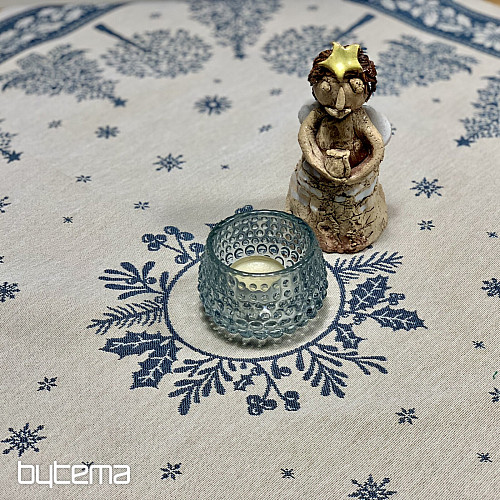 Gobelínový obrus a šál ĽUDOVÉ VIANOCE modrá