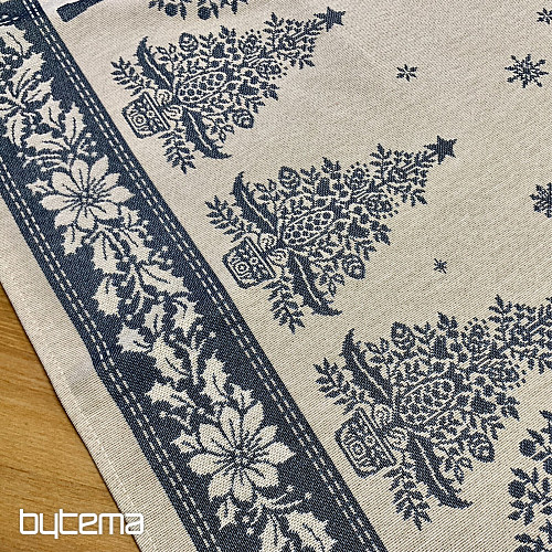 Gobelínový obrus a šál ĽUDOVÉ VIANOCE modrá