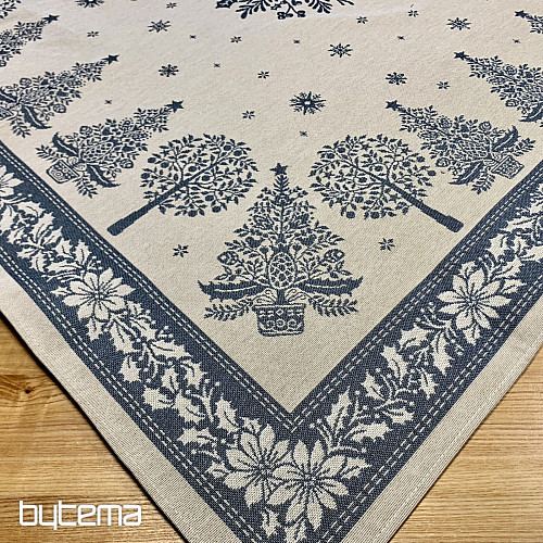 Gobelínový obrus a šál ĽUDOVÉ VIANOCE modrá