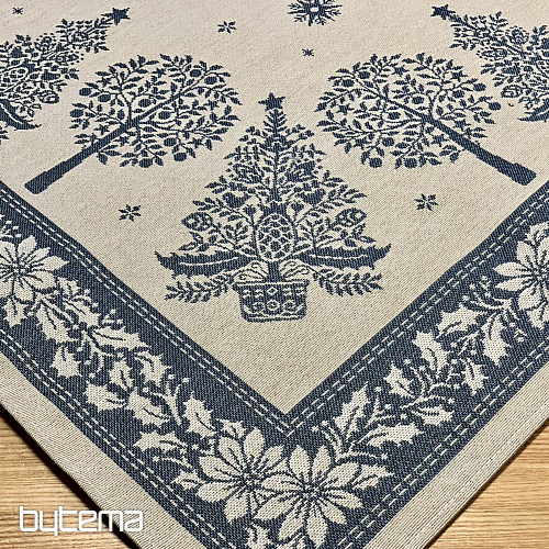 Gobelínový obrus a šál ĽUDOVÉ VIANOCE modrá