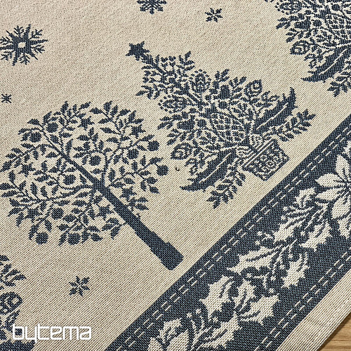 Gobelínový obrus a šál ĽUDOVÉ VIANOCE modrá