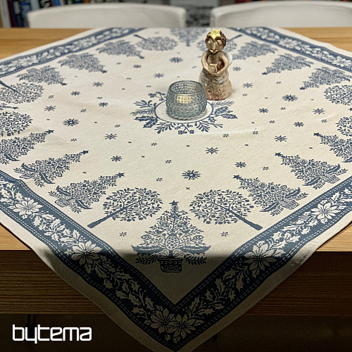 Gobelínový obrus a šál ĽUDOVÉ VIANOCE modrá