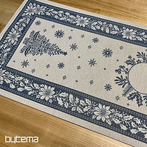 Gobelínový obrus a šál ĽUDOVÉ VIANOCE modrá