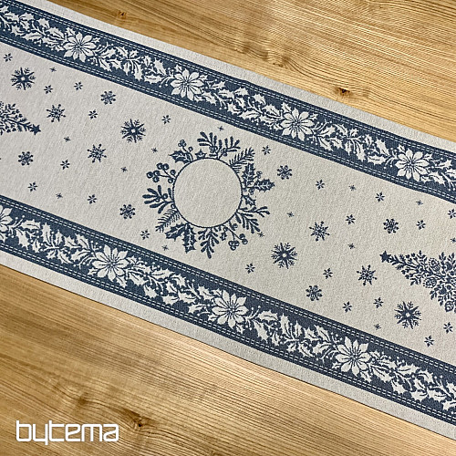 Gobelínový obrus a šál ĽUDOVÉ VIANOCE modrá