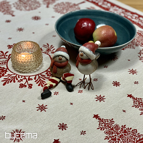 Gobelínový obrus a šál ĽUDOVÉ VIANOCE červená