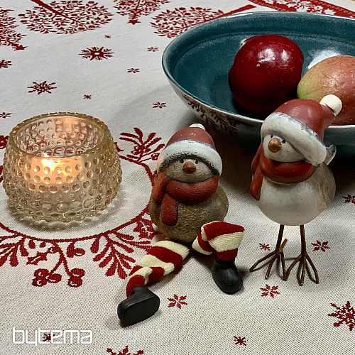 Gobelínový obrus a šál ĽUDOVÉ VIANOCE červená