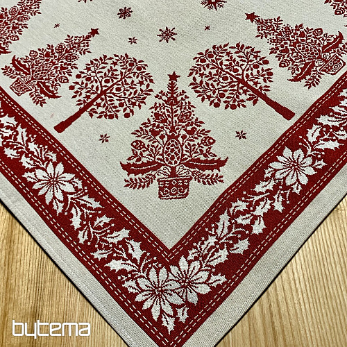 Gobelínový obrus a šál ĽUDOVÉ VIANOCE červená
