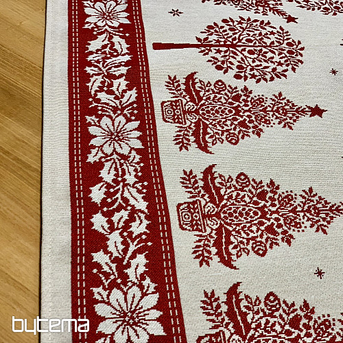 Gobelínový obrus a šál ĽUDOVÉ VIANOCE červená