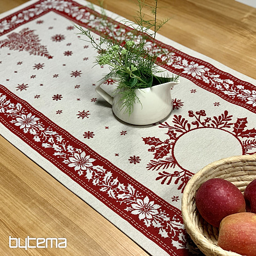 Gobelínový obrus a šál ĽUDOVÉ VIANOCE červená