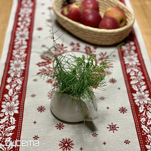 Gobelínový obrus a šál ĽUDOVÉ VIANOCE červená