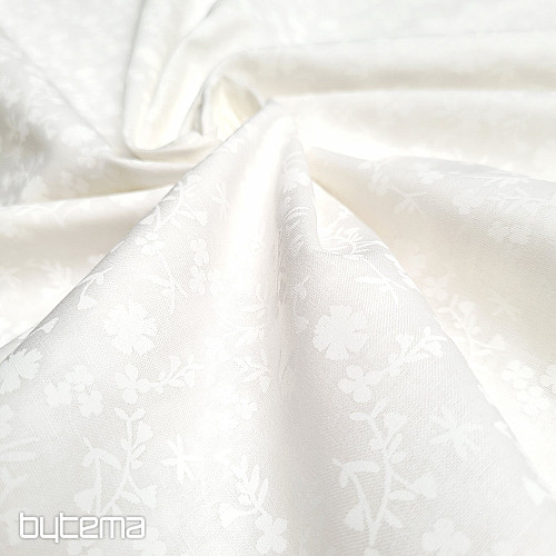 Bavlnená dekoračná látka MARGÉLIE kytička SMOTANOVÁ