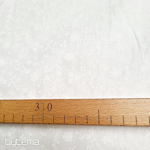 Bavlnená dekoračná látka MARGÉLIE kytička BIELA