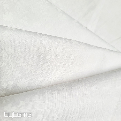 Bavlnená dekoračná látka MARGÉLIE kytička BIELA