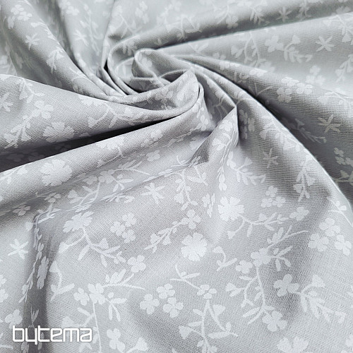 Bavlnená dekoračná látka MARGÉLIE kytička SIVÁ