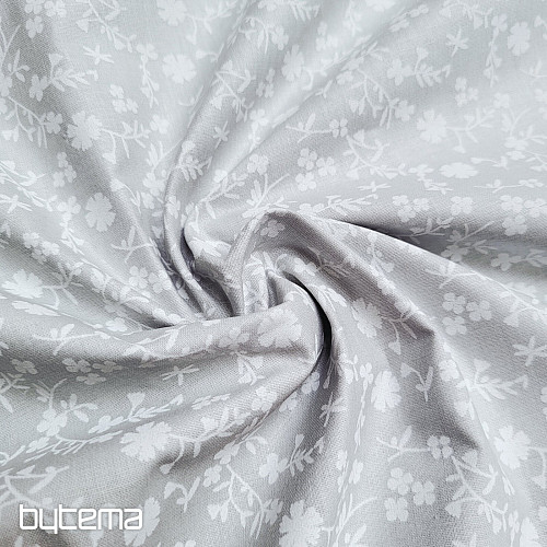 Bavlnená dekoračná látka MARGÉLIE kytička SIVÁ