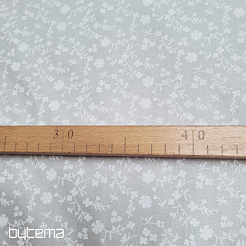 Bavlnená dekoračná látka MARGÉLIE kytička SIVÁ