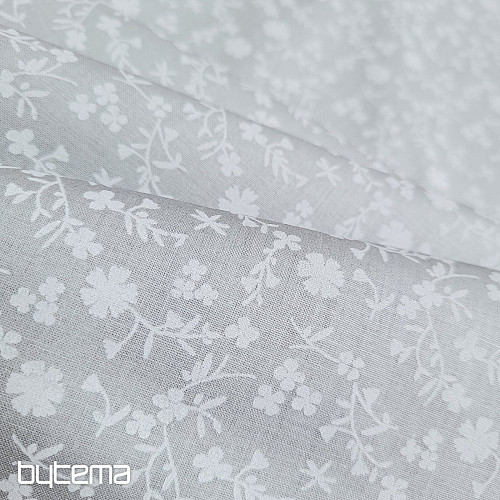 Bavlnená dekoračná látka MARGÉLIE kytička SIVÁ