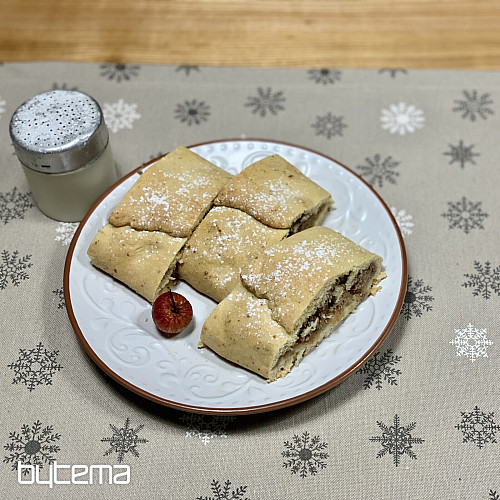 Vianočný obrus a šál VLOČKY SIVO BIELEJ