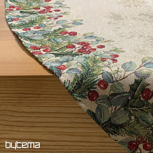 Vianočný gobelínový obrus okrúhly VIANOČNÉ RUŽE