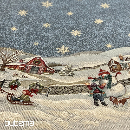 Vianočný gobelínový obrus okrúhly RADOSŤ Z VIANOC