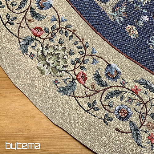 Gobelínový obrus okrúhly STROM ŠŤASTIA modrý