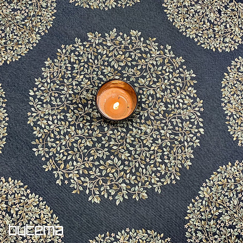 Gobelínový obrus okrúhly STROM ŠŤASTIA modrý