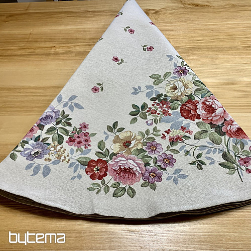 Gobelínový obrus okrúhly KYTICE BORDURA