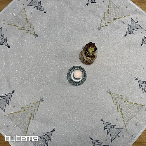 Vyšívaný ubrus a šál SIVO ZLATÉ STROMEČKY