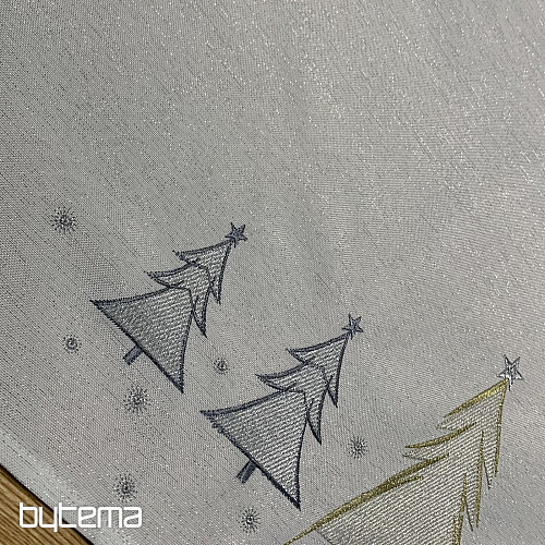 Vyšívaný ubrus a šál SIVO ZLATÉ STROMEČKY