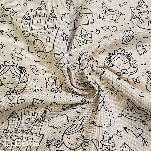 Látka na maľovanie PRINCEZNY na režnom podklade