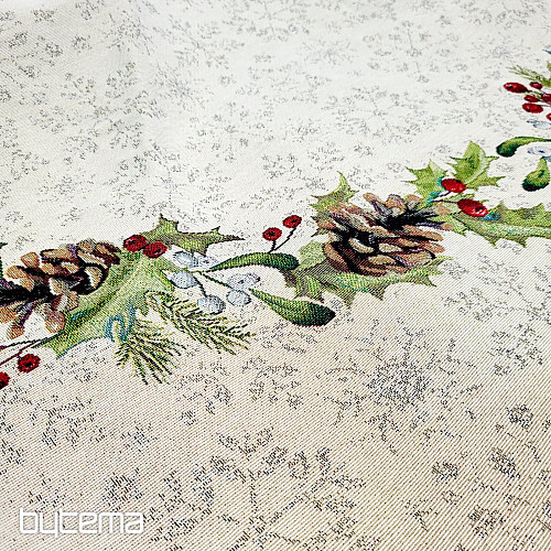 Vianočný gobelínový obrus okrúhly ŠIŠKA a IMELI