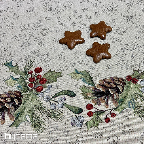 Vianočný gobelínový obrus okrúhly ŠIŠKA a IMELI