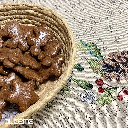 Vianočný gobelínový obrus okrúhly ŠIŠKA a IMELI