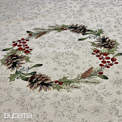 Vianočný gobelínový obrus okrúhly ŠIŠKA a IMELI