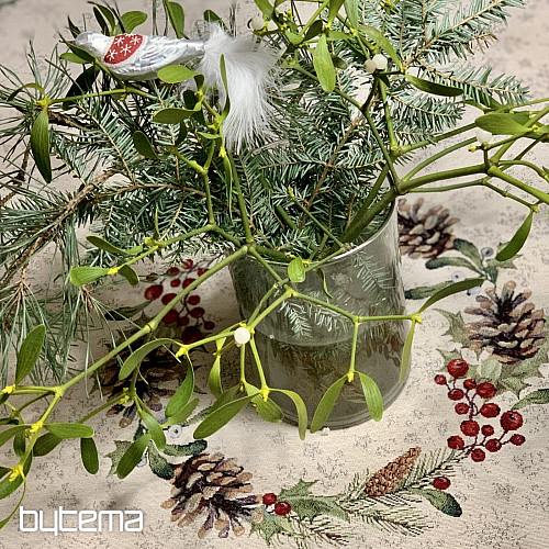 Vianočný gobelínový obrus okrúhly ŠIŠKA a IMELI