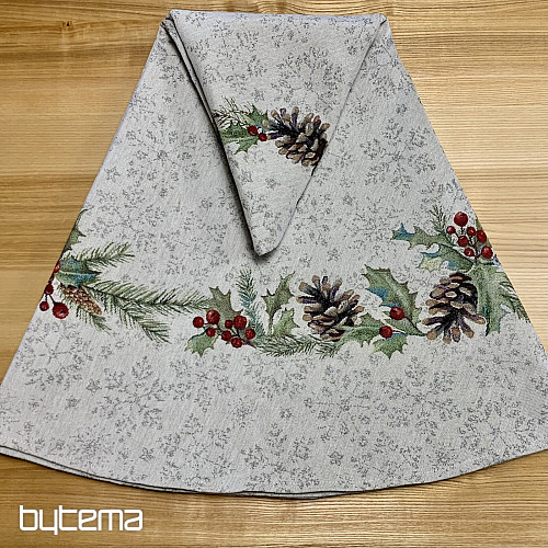 Vianočný gobelínový obrus okrúhly ŠIŠKA a IMELI